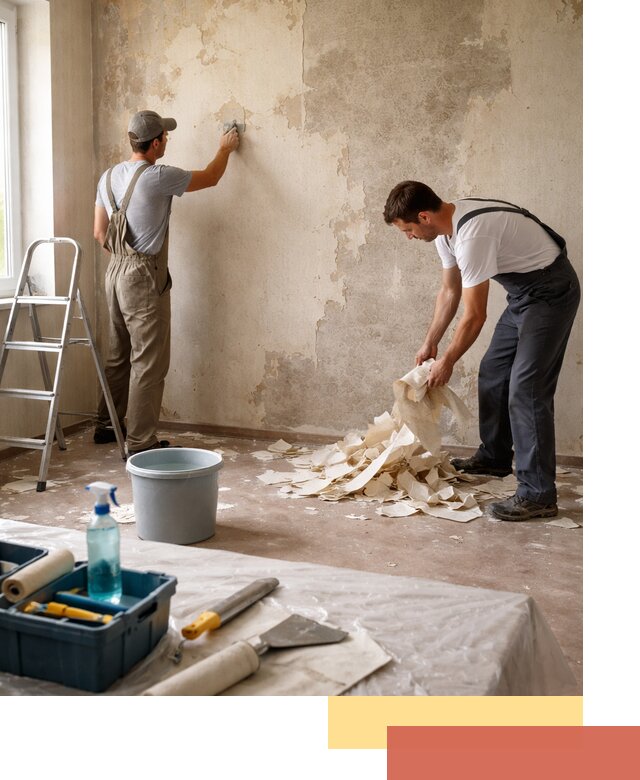 Снятие старых обоев в Топках быстро и качественно