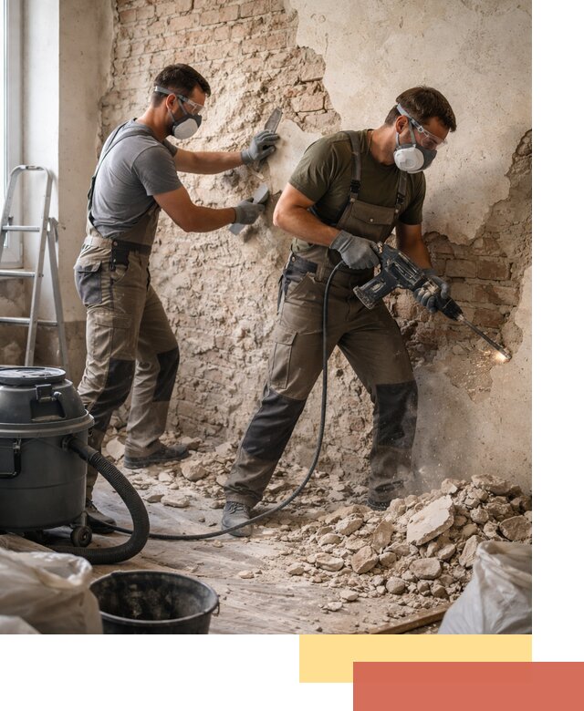 Демонтаж штукатурки со стен в Топках быстро и аккуратно