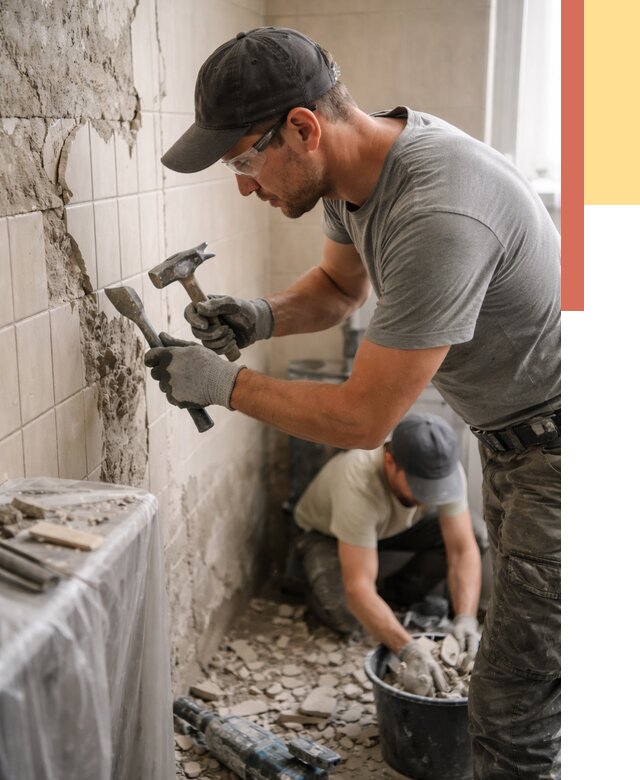 Демонтаж плитки со стен в Топках от 861 руб. — быстро и недорого | ОТДЕЛОЧНИК-Тпк