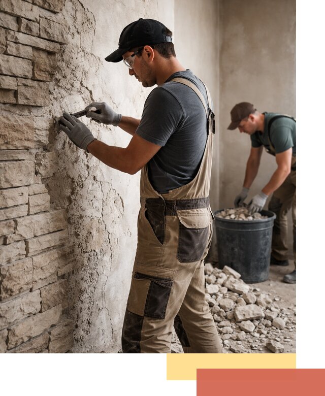 Демонтаж декоративного камня в Топках профессионально и безопасно