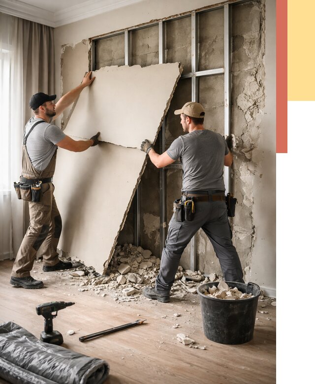 Демонтаж гипсокартона со стен в Топках от 355 руб. — услуги демонтажа | ОТДЕЛОЧНИК-Тпк