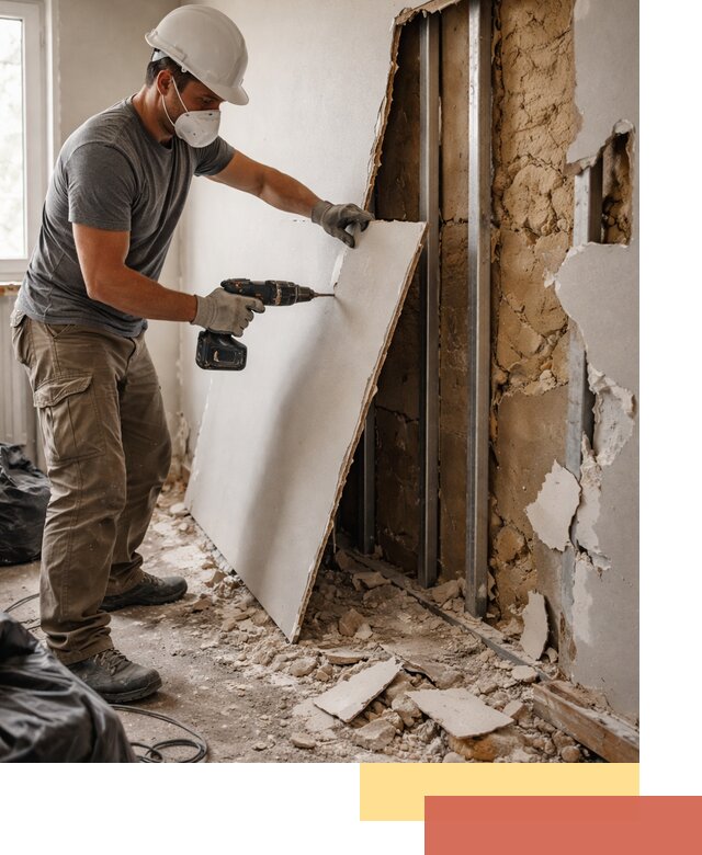 Демонтаж гипсокартона со стен в Топках качественно и быстро