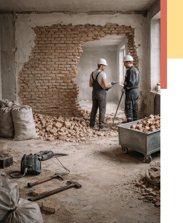 Демонтаж кирпичных стен в Топках от 4256 руб. — быстро, недорого, под ключ | ОТДЕЛОЧНИК-Тпк