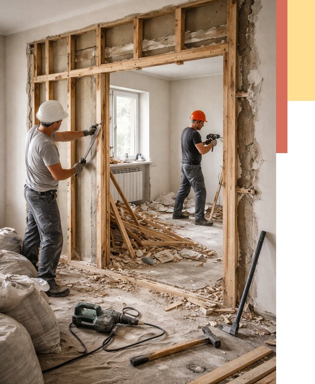 Демонтаж деревянных перегородок в Топках от 3243 руб. — быстро и недорого | ОТДЕЛОЧНИК-Тпк