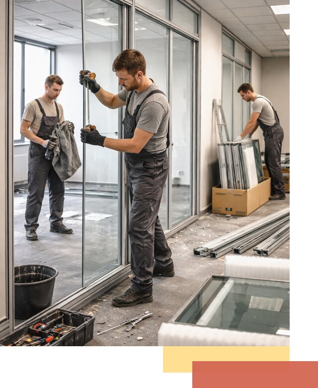 Демонтаж стеклянных перегородок в Топках быстро и безопасно