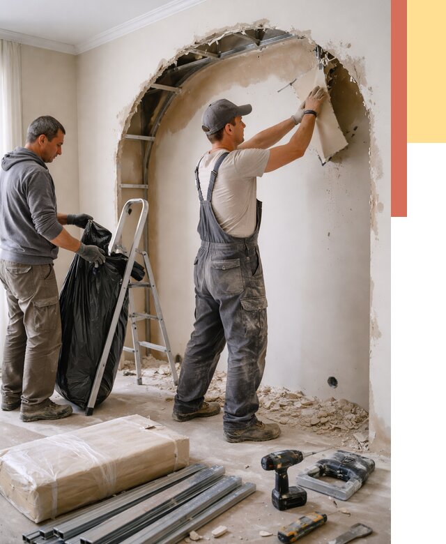 Демонтаж арки из гипсокартона в Топках от 3547 руб. — услуги под ключ | ОТДЕЛОЧНИК-Тпк