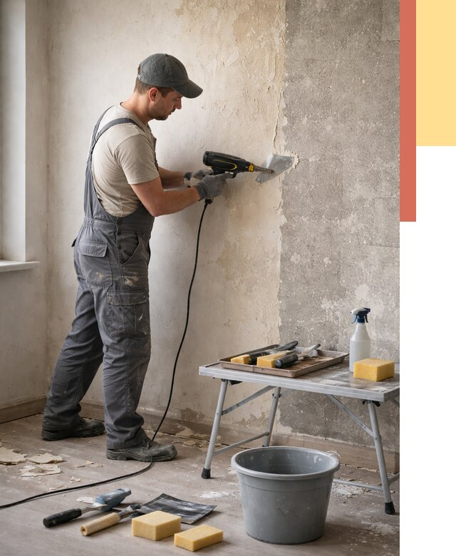 Очистка стен от клея в Топках от 1875 руб. — снятие и удаление клея со стен | ОТДЕЛОЧНИК-Тпк