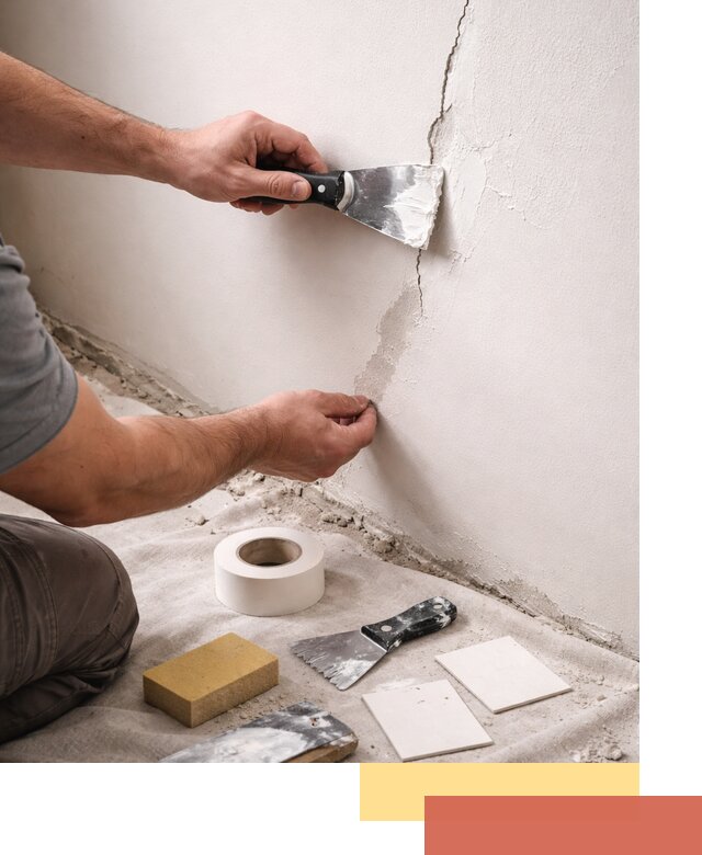 Заделка трещин и сколов в стенах и потолках в Топках