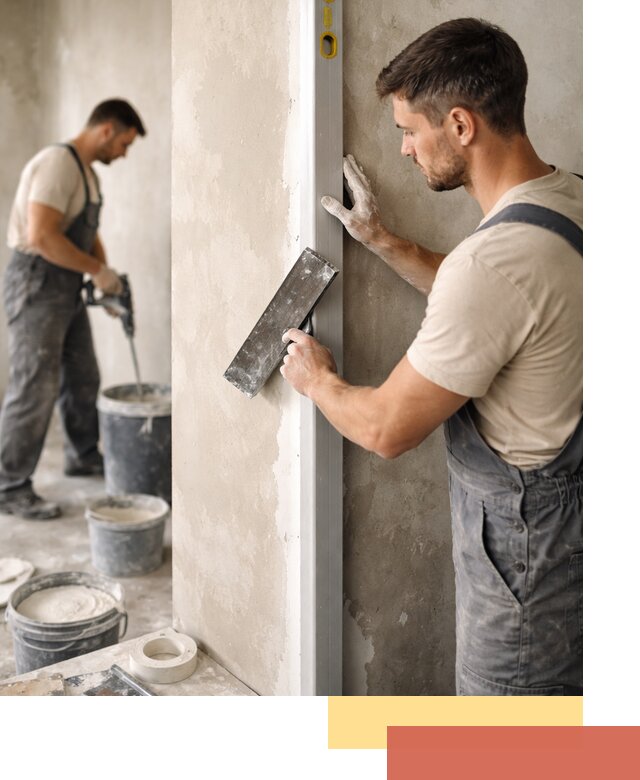 Выведение углов стен в Топках: монтаж и оштукатуривание