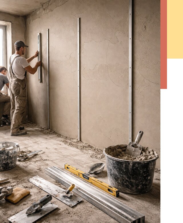 Штукатурка стен по маякам в Топках от 5573 руб./м² — выравнивание под ключ | ОТДЕЛОЧНИК-Тпк