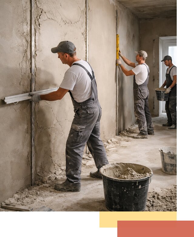 Штукатурка стен по маякам в Топках — точная и ровная поверхность