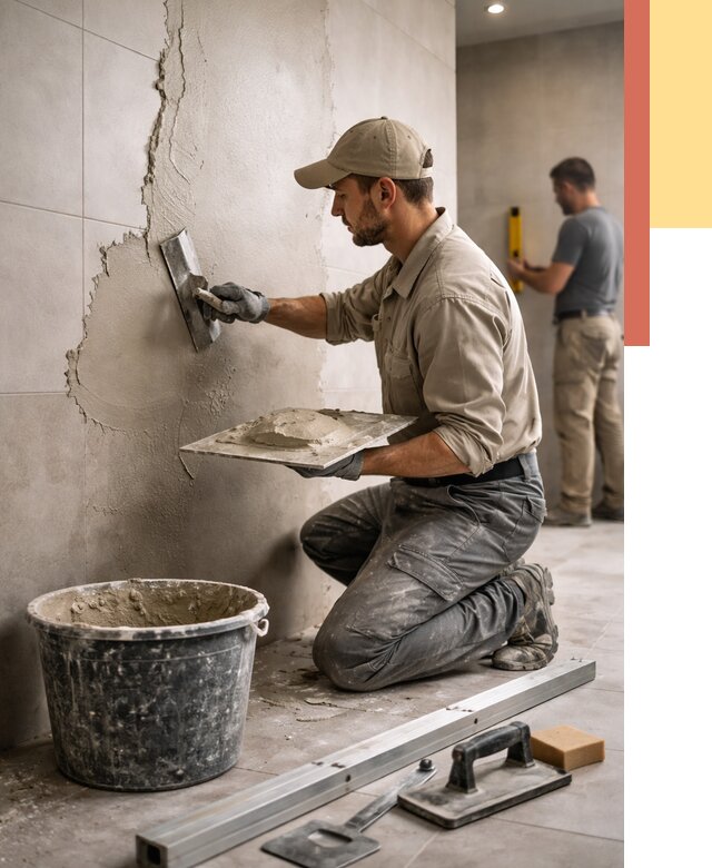 Штукатурка стен в ванной в Топках от 4560 руб./м² — выравнивание под ключ | ОТДЕЛОЧНИК-Тпк