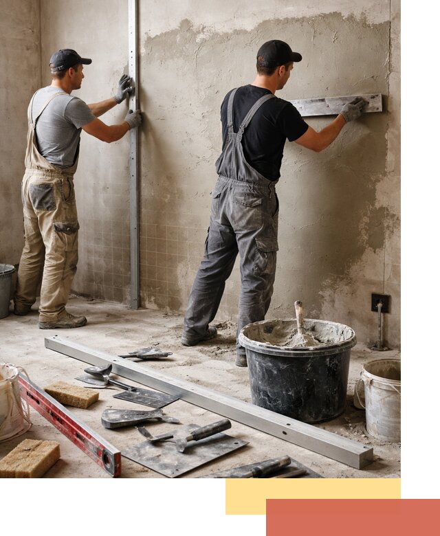 Профессиональная штукатурка стен под плитку в Топках