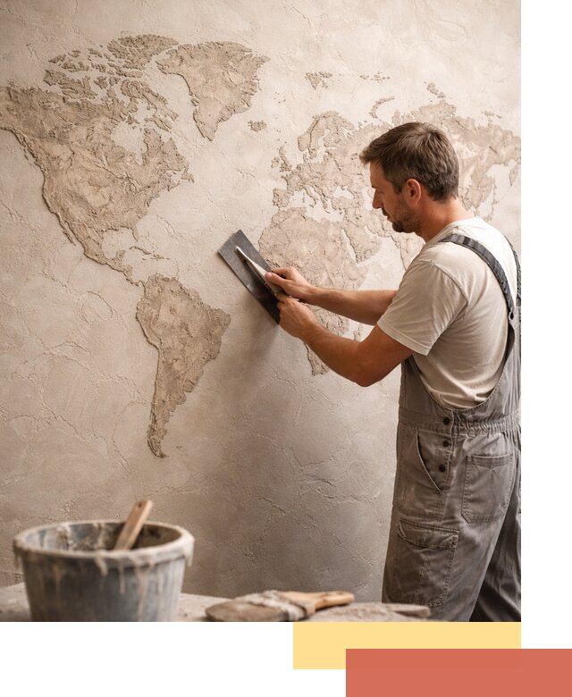 Декоративная штукатурка «Карта мира» под ключ в Топках