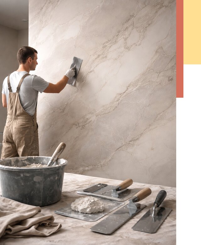 Декоративная штукатурка под мрамор в Топках от 2837 руб./м² — быстро и недорого | ОТДЕЛОЧНИК-Тпк