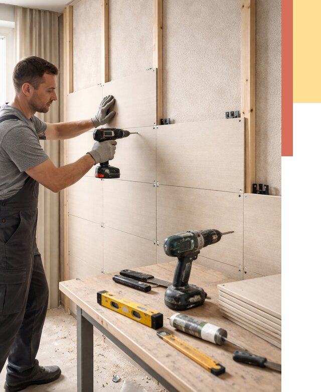 Монтаж МДФ панелей на стены в Топках от 1267 руб. под ключ | ОТДЕЛОЧНИК-Тпк