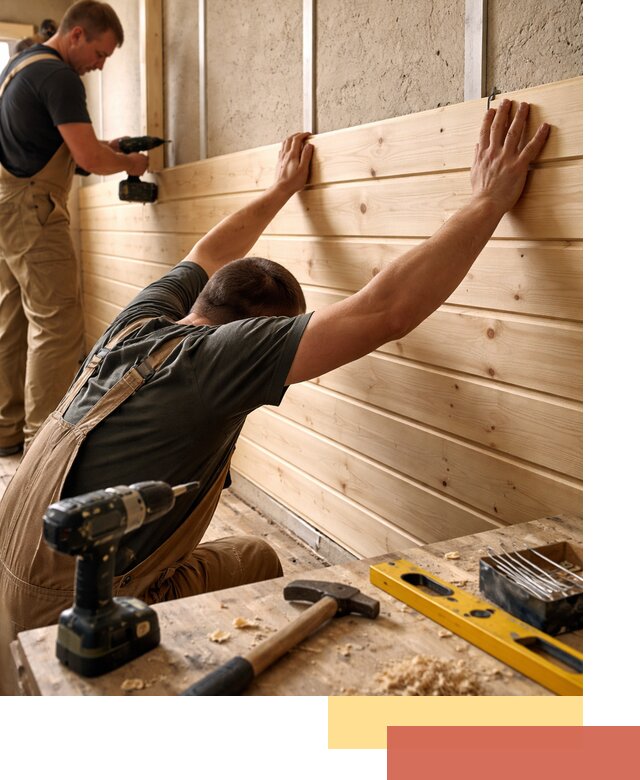 Монтаж деревянной вагонки на стены в Топках быстро и качественно