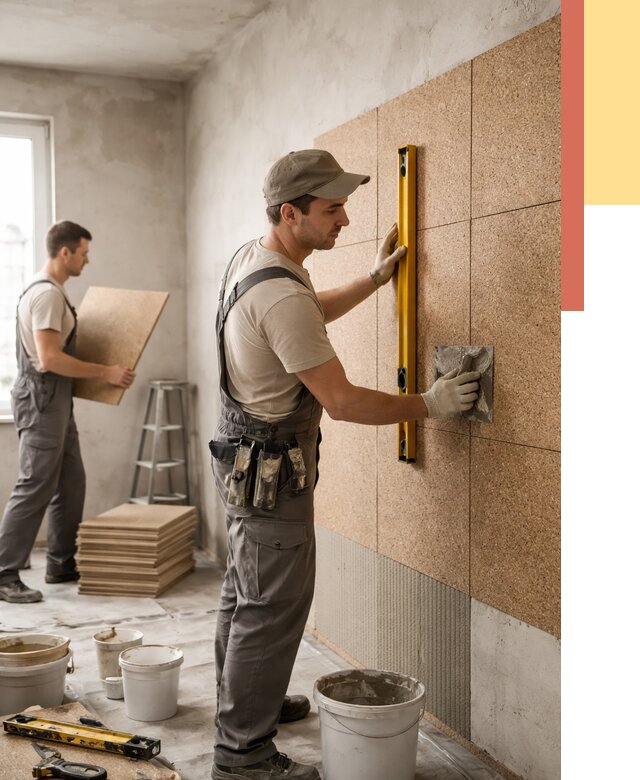 Монтаж пробковых панелей на стены в Топках от 3547 руб. — ОТДЕЛОЧНИК-Тпк