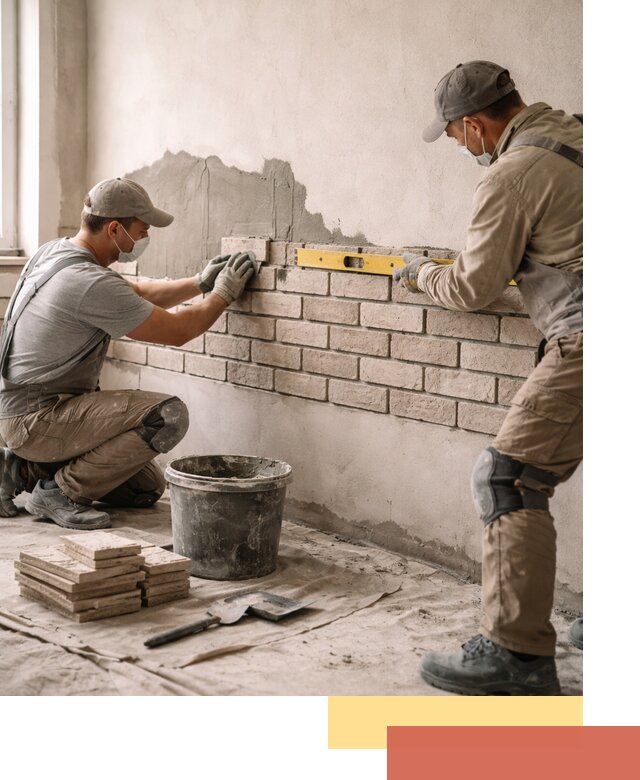 Монтаж декоративного кирпича профессионально в Топках