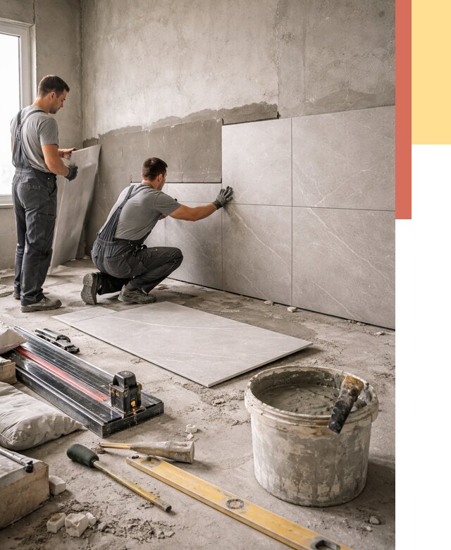 Облицовка стен керамогранитом в Топках от 4256 руб./м² — услуги под ключ | ОТДЕЛОЧНИК-Тпк