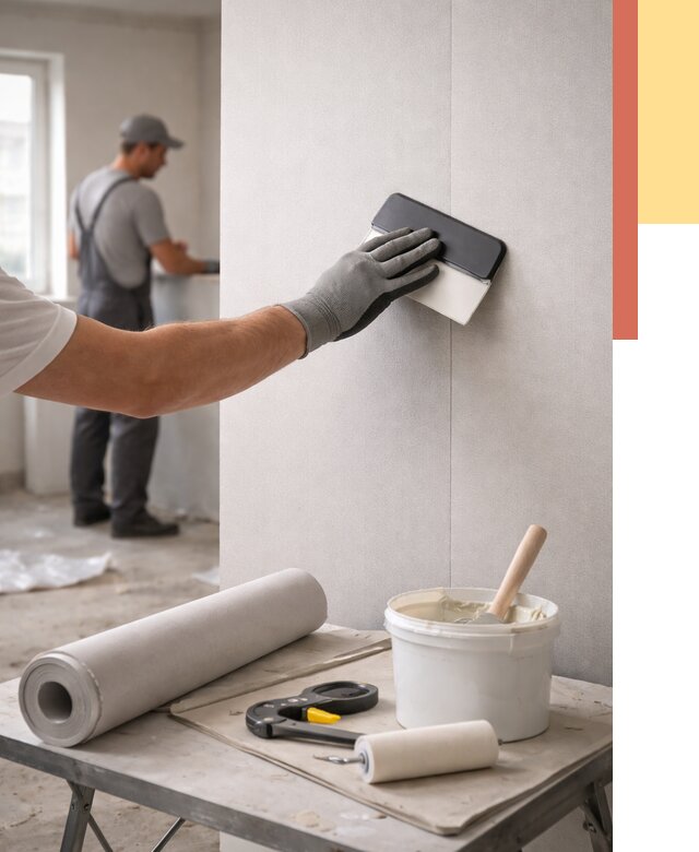 Поклейка обоев под покраску в Топках от 3547 руб. за м2 | ОТДЕЛОЧНИК-Тпк