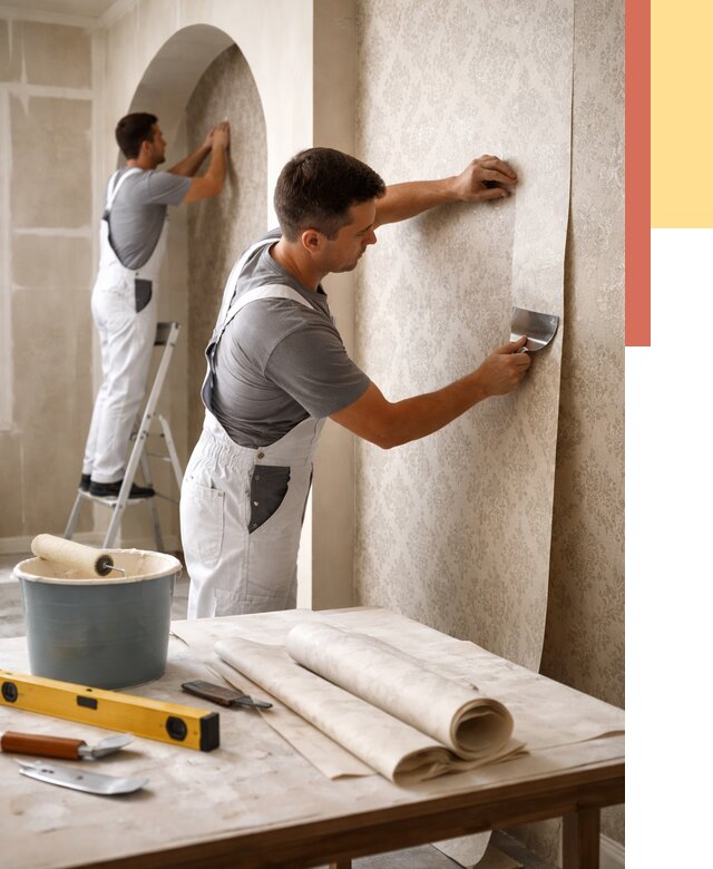 Поклейка обоев на сложные стены в Топках от 2837 руб. под ключ | ОТДЕЛОЧНИК-Тпк