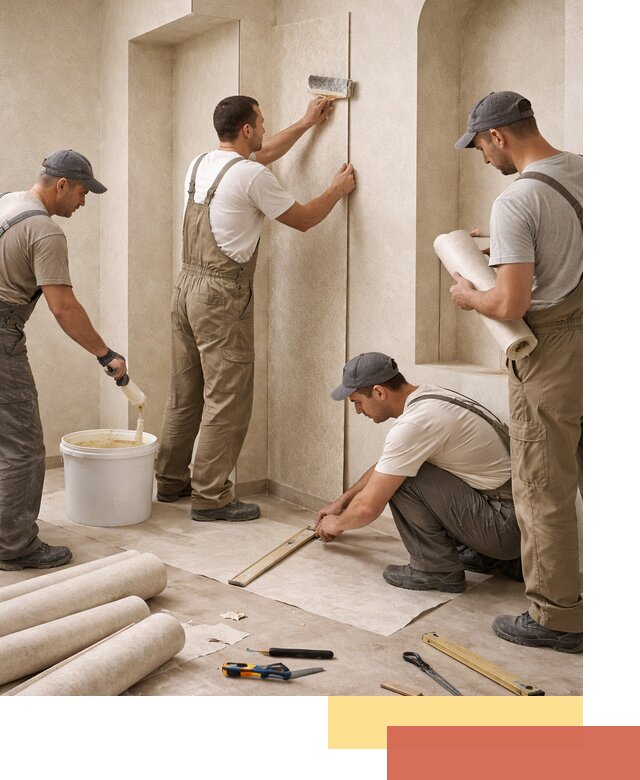 Поклейка обоев на сложные стены и неровные поверхности в Топках