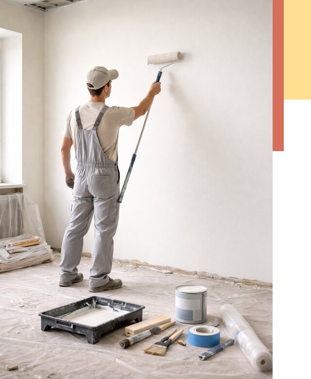 Покраска стен водоэмульсионной краской в Топках от 456 руб. за м² | ОТДЕЛОЧНИК-Тпк