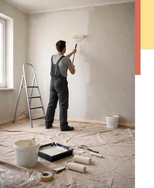 Покраска стен моющейся краской в Топках от 355 руб./м² — быстро и недорого | ОТДЕЛОЧНИК-Тпк