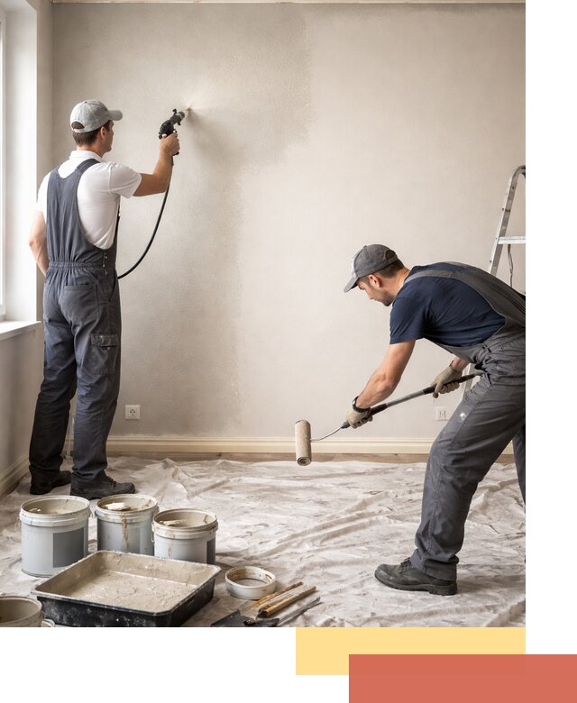 Покраска стен моющейся краской и защита поверхностей в Топках