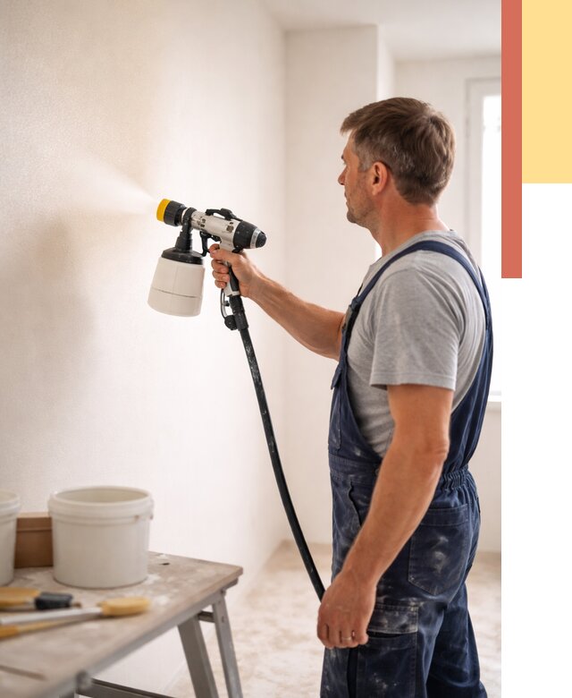 Покраска стен краскопультом в Топках от 7600 руб. — механизированная покраска | ОТДЕЛОЧНИК-Тпк