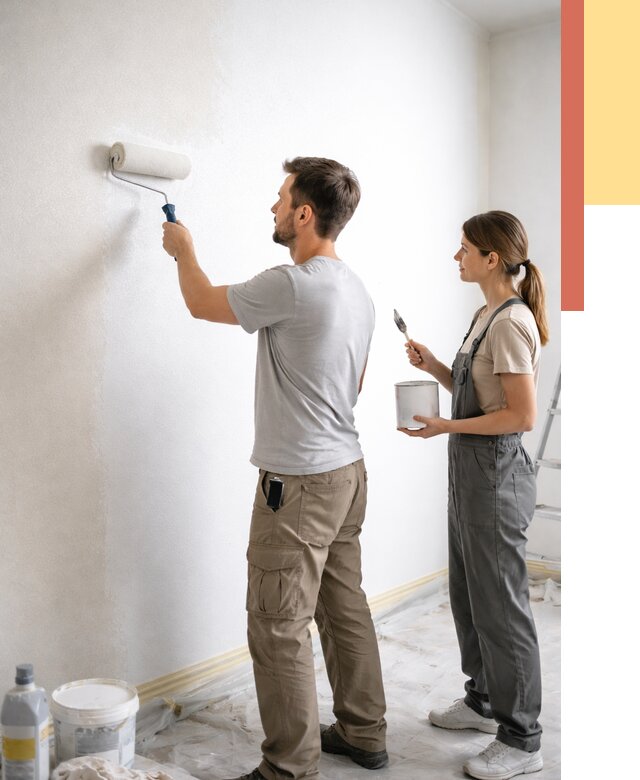 Окраска стен по стеклохолсту в Топках от 4560 руб/м² под ключ | ОТДЕЛОЧНИК-Тпк