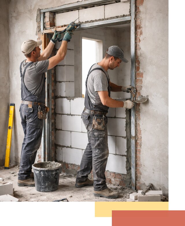 Закладка дверного проема под ключ в Топках: демонтаж, монтаж, отделка