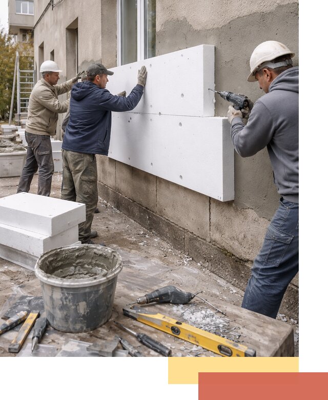 Утепление наружных стен пенопластом в Топках