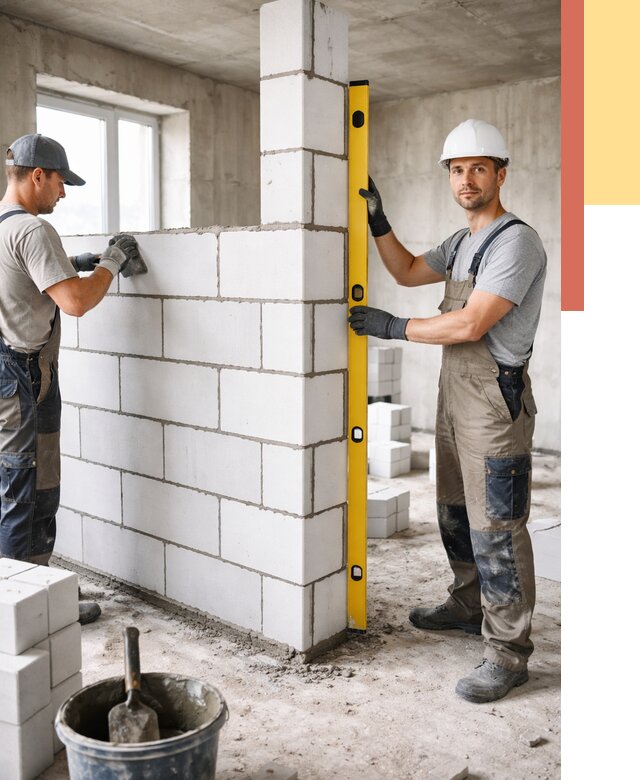 Кладка перегородок из пеноблока в Топках от 1824 руб. под ключ | ОТДЕЛОЧНИК-Тпк