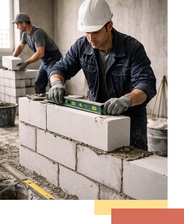 Кладка перегородок из пеноблока под ключ в Топках