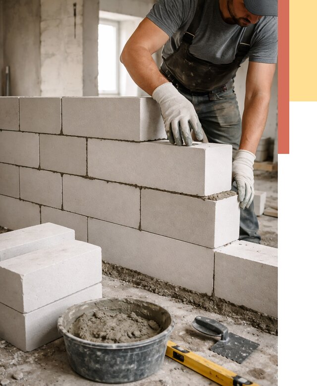 Кладка перегородок из силикатного блока в Топках от 4053 руб. под ключ | ОТДЕЛОЧНИК-Тпк