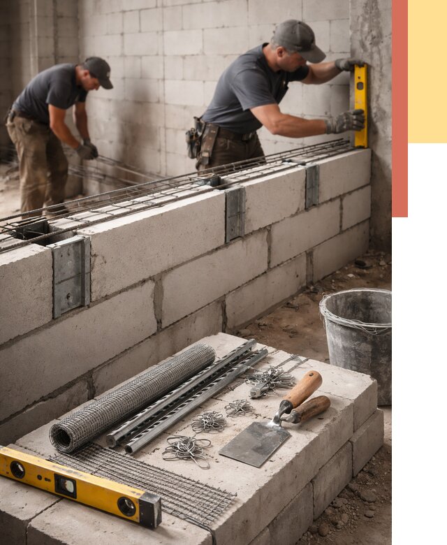 Армирование кладки перегородок в Топках от 760 руб. под ключ | ОТДЕЛОЧНИК-Тпк