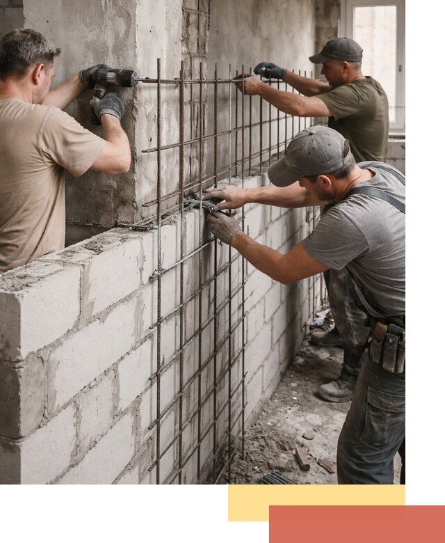 Армирование кладки перегородок в Топках профессионально и надёжно