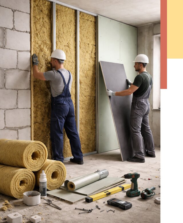 Шумоизоляция перегородок из блоков в Топках от 1875 руб./м² — быстро и недорого | ОТДЕЛОЧНИК-Тпк