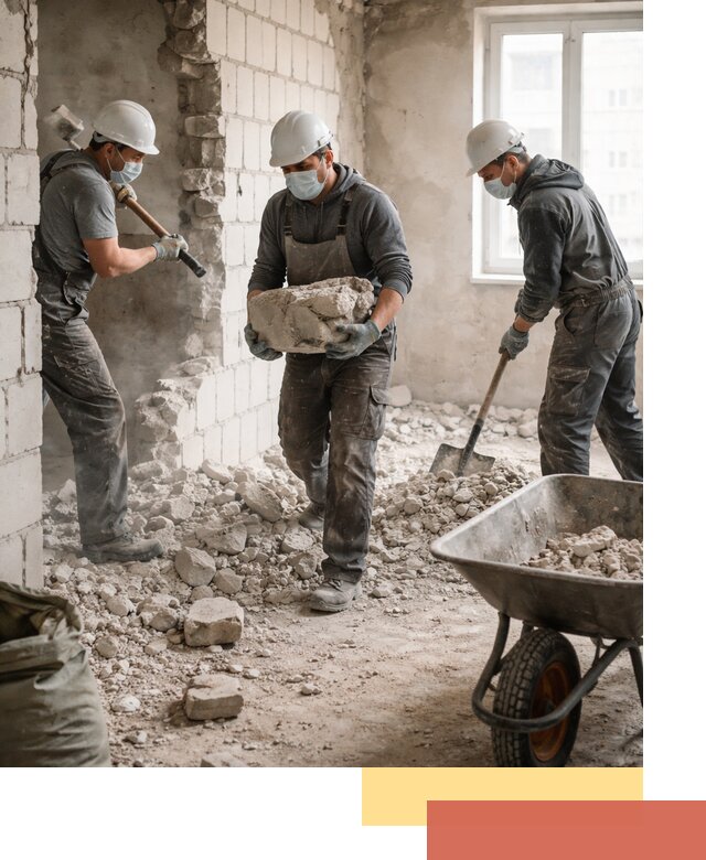 Демонтаж блочных перегородок в Топках быстро и аккуратно