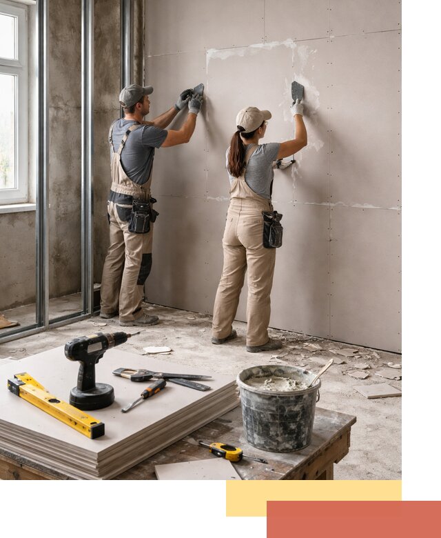 Монтаж двухслойной перегородки из гипсокартона в Топках