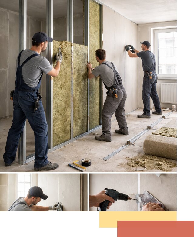 Перегородка из гипсокартона с шумоизоляцией в Топках — монтаж под ключ