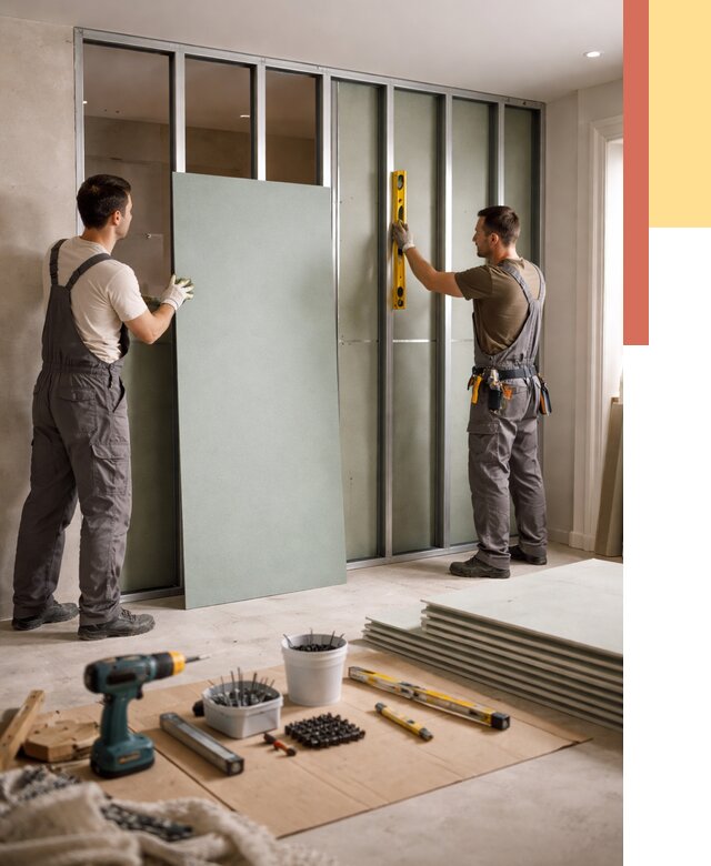 Перегородка из влагостойкого гипсокартона в Топках от 4864 руб. — монтаж под ключ | ОТДЕЛОЧНИК-Тпк