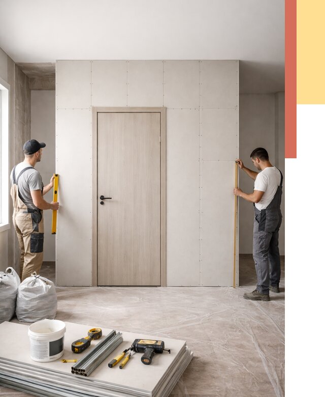 Перегородка из гипсокартона с дверью в Топках от 4560 руб. под ключ | ОТДЕЛОЧНИК-Тпк