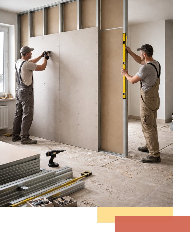 Зонирующая перегородка из гипсокартона под ключ в Топках