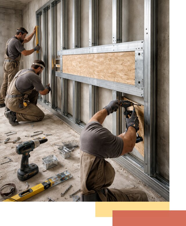 Усиленная перегородка для крепления тяжёлых конструкций в Топках