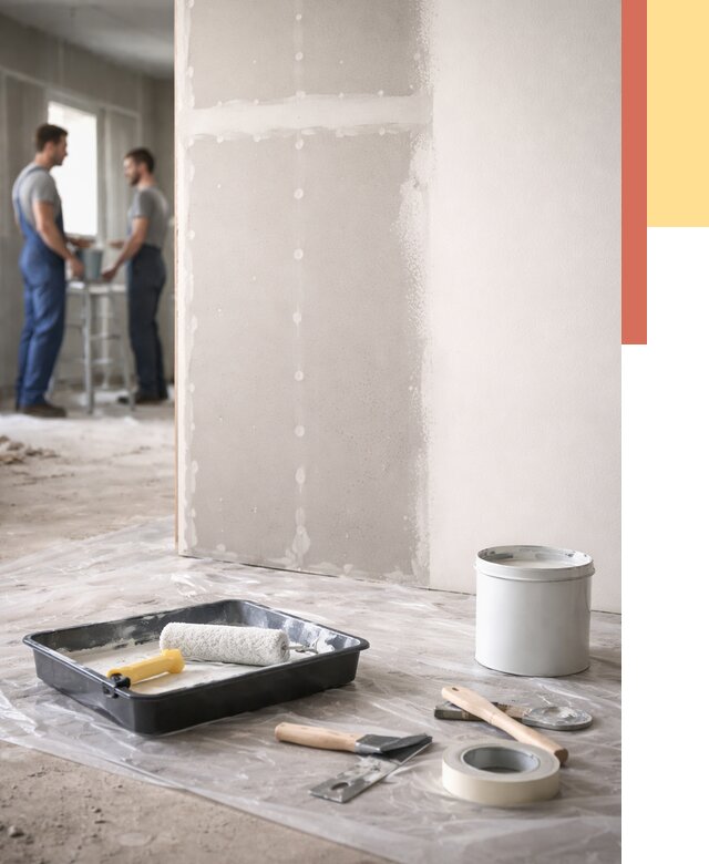 Покраска перегородок из гипсокартона в Топках от 4560 руб. под ключ | ОТДЕЛОЧНИК-Тпк