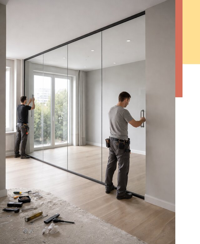 Изготовление стеклянных перегородок в Топках от 12514 руб. под ключ | ОТДЕЛОЧНИК-Тпк