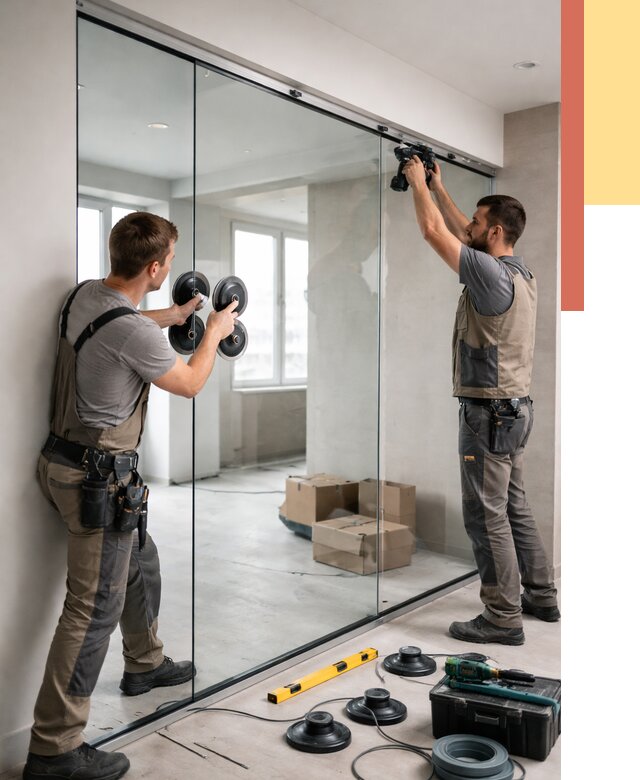 Монтаж стеклянных перегородок в Топках от 6586 руб. | ОТДЕЛОЧНИК-Тпк